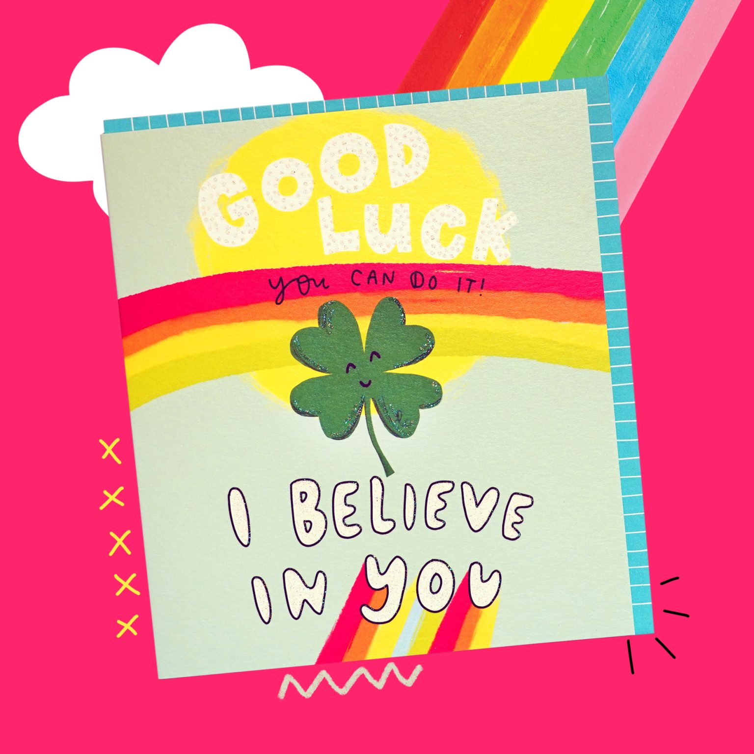 ‘Good Luck Four Leaf Clover’ Greetings Card The Happy News | The Happy