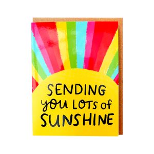 sunshine and rainbow greeting card, "sending you lots of sunshine"