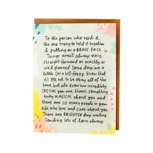 Light green greetings card to send to someone to show you care in a tough time